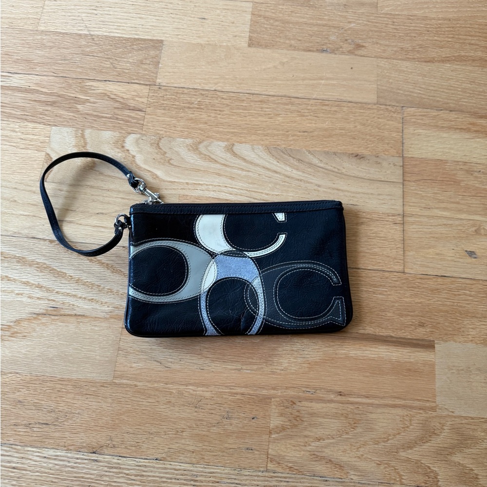Coach Black Wristlet with Signature Pattern